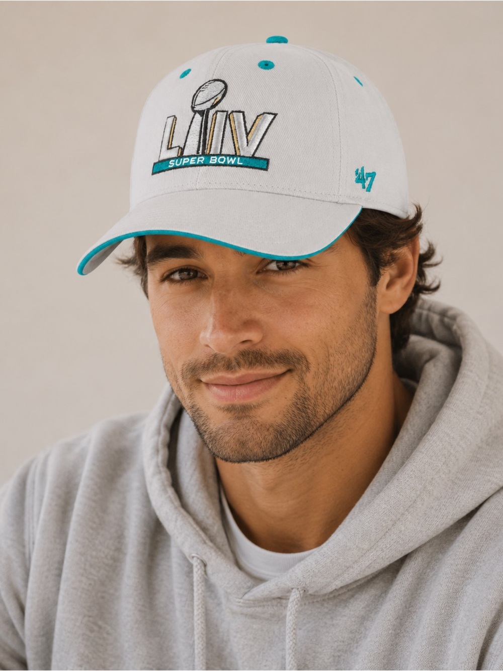 NWOT Super Bowl LIV Miami 2020 Hat | ’47 MVP NFL Cap | Grey & Teal | Adjustable